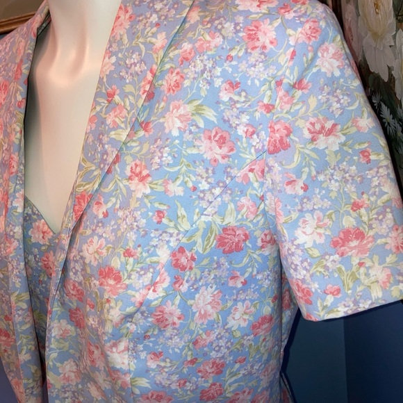 Vintage 1996 Laura Ashley Tea dress + bolero Floral Periwinkle blue sz 10 usa - Picture 5 of 15